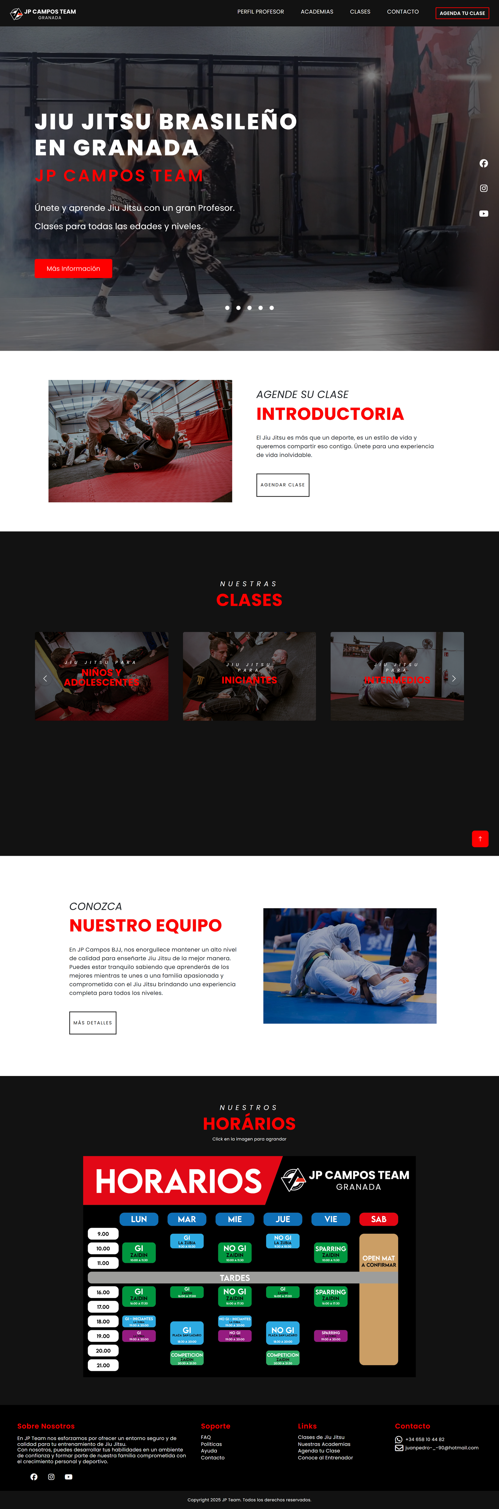 Vista previa del sitio web JP Team Jiu Jitsu desarrollado por Diego Fernández